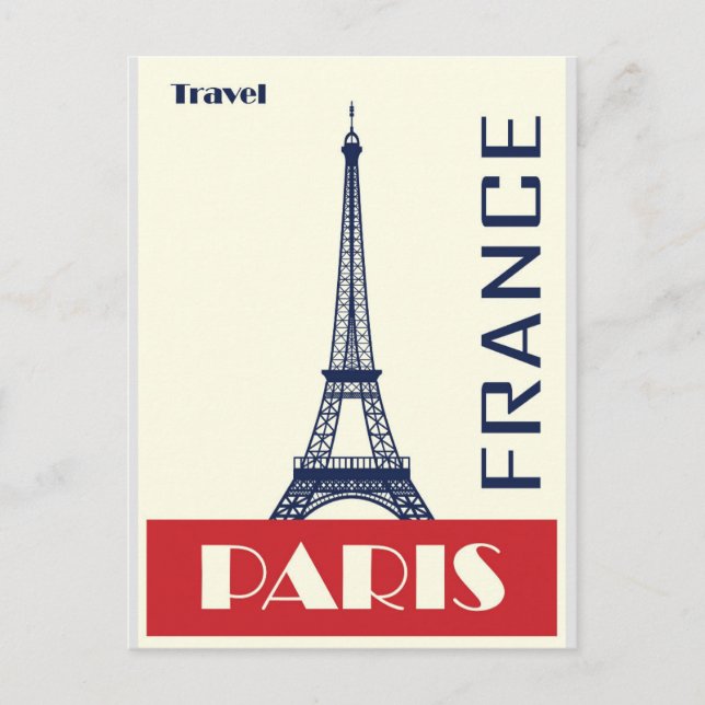 Postal Poster de Viajes de la Torre Eiffel de París (Anverso)
