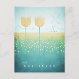 Postal Poster de viajes de la vieja ciudad de Ámsterdam -