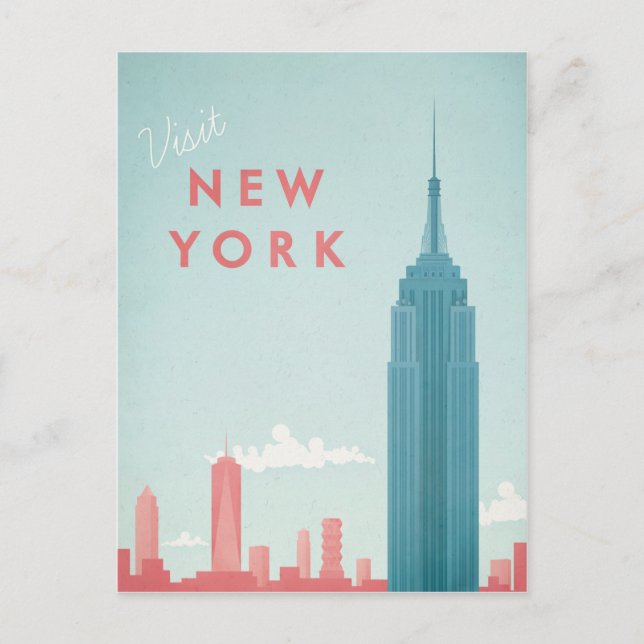 Postal Poster de Viajes de la Viñeta de Nueva York - Post (Anverso)