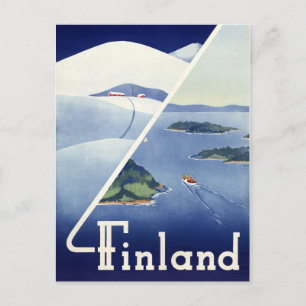 Postal Poster de Viajes de la Vintage de Finlandia restau