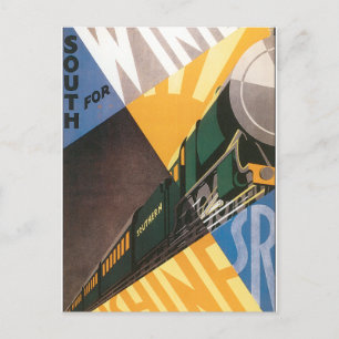 Postal Poster de Viajes de la Vintage Gráfico del tren