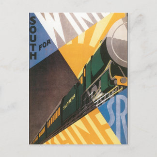 Postal Poster de Viajes de la Vintage Gráfico del tren