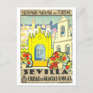 Postal Poster de Viajes de la Vintage para Sevilla en Esp