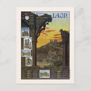 Postal Poster de Viajes de Laon France Vintage 1912