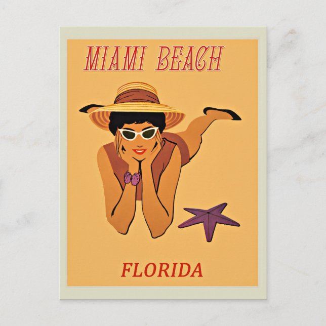 Postal Poster de viajes de Miami Beach (Anverso)
