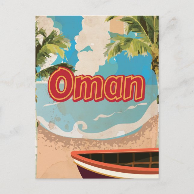 Postal Poster de Viajes de Omán Vintage (Anverso)