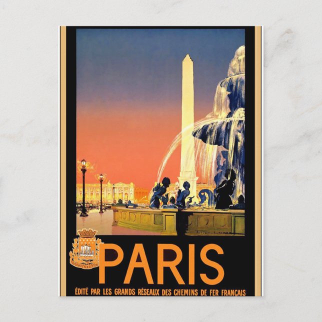 Postal Poster de viajes de París (Anverso)