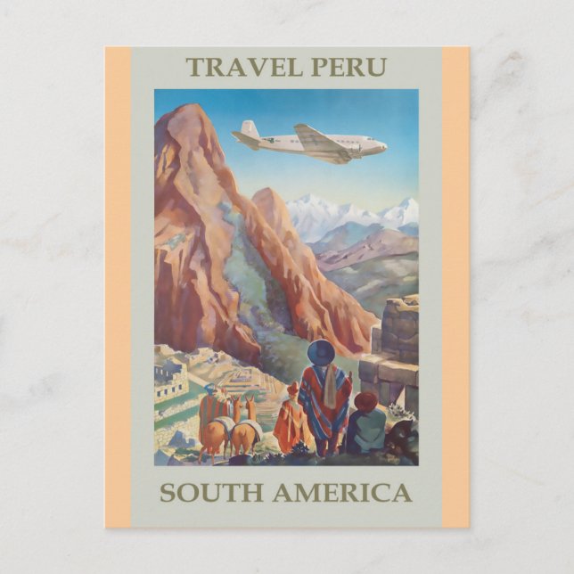 Postal Poster de Viajes de Perú Vintage (Anverso)
