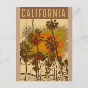 Postal Poster de Viajes de Retro California Vintage
