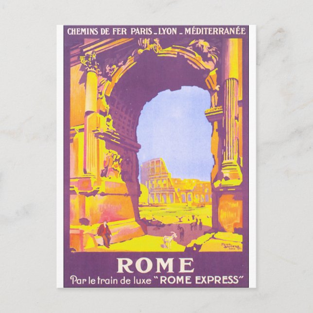 Postal Poster de Viajes de Roma Vintage (Anverso)