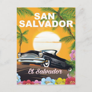 Postal Poster de Viajes de San Salvador Vintage