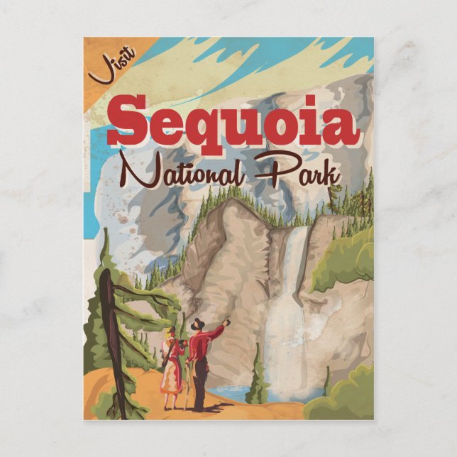 Postal Poster de Viajes de Secuoia Vintage. (Anverso)