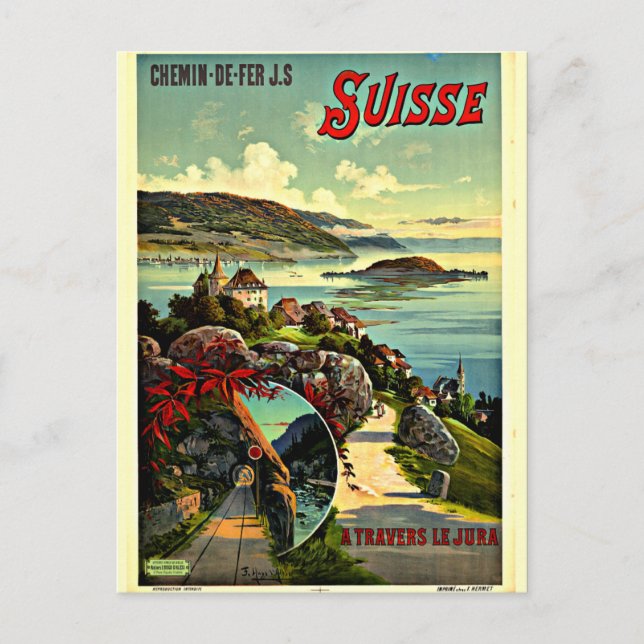 Postal Poster de viajes de Suiza (Anverso)