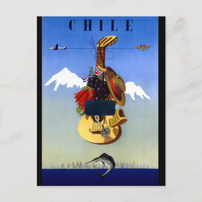 Postal Poster de Viajes de Viaje de Chile (Anverso)