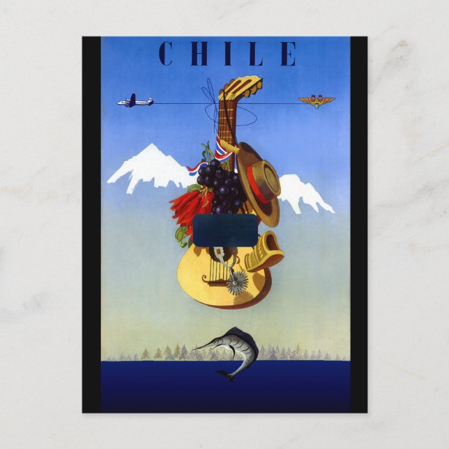 Postal Poster de Viajes de Viaje de Chile (Anverso)