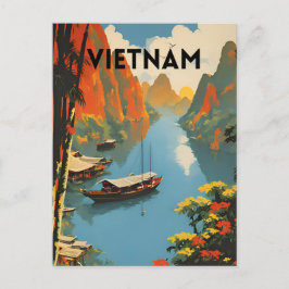 Postal Poster de Viajes de Vietnam Vintage