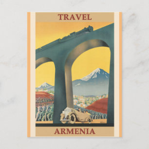Postal Poster de viajes de vintage de Armenia