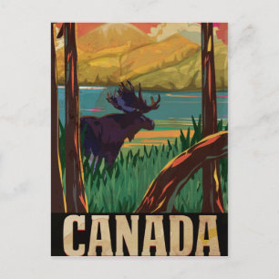 Postal Poster de viajes de vintage de Canadá