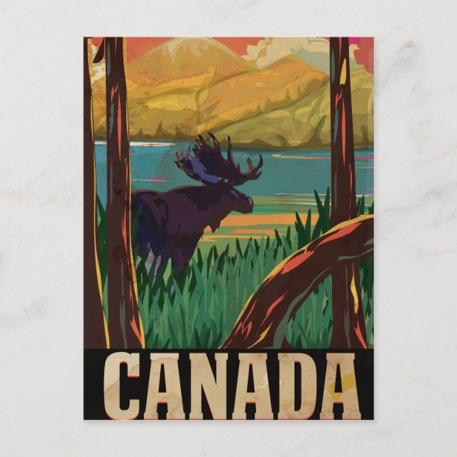 Postal Poster de viajes de vintage de Canadá (Anverso)