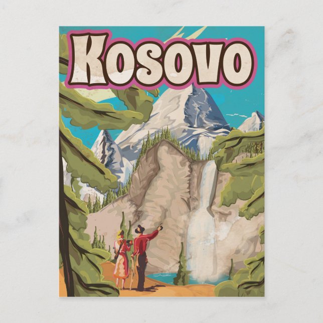Postal Poster de Viajes de Vintage de Kosovo (Anverso)