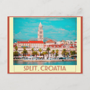 Postal Poster de viajes de vintage de Split Croacia