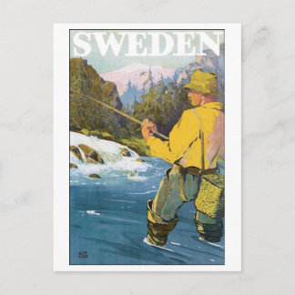 Postal Poster de Viajes de Vintage de Suecia