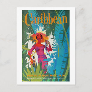 Postal Poster de Viajes de Vintage del Caribe