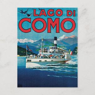 Postal Poster de viajes de vintage Lago Di Como