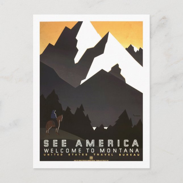 Postal Poster de Viajes de Vintage, Montana (Anverso)