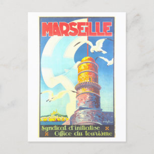 Postal Poster de Viajes de Vintage para Marsella, Francia