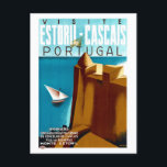 Postal Poster de Viajes de Vintage para Portugal<br><div class="desc">Esta postal es una reproducción de un poster de viajes vintage que anuncia Estoril-Cascais en Portugal.</div>