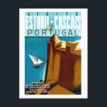 Postal Poster de Viajes de Vintage para Portugal<br><div class="desc">Esta postal es una reproducción de un poster de viajes vintage que anuncia Estoril-Cascais en Portugal.</div>