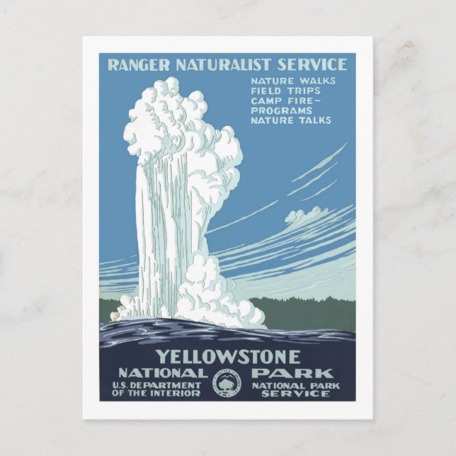Postal Poster de Viajes de Vintage, Yellowstone (Anverso)