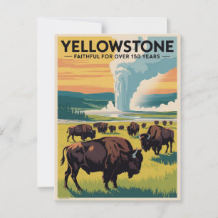 Postal Poster de Viajes de Yellowstone Vintage