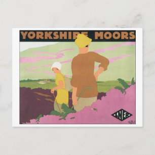 Postal Poster de Viajes de Yorkshire Moors Vintage