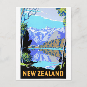 Postal Poster de Viajes del Lago Matheson de Nueva Zeland