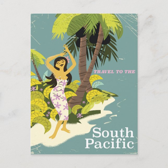 Postal Poster de viajes del Pacífico Sur (Anverso)