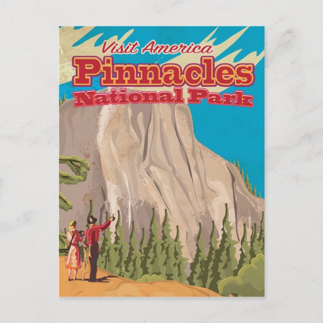 Postal Poster de Viajes del Parque Nacional Pinnacles. (Anverso)