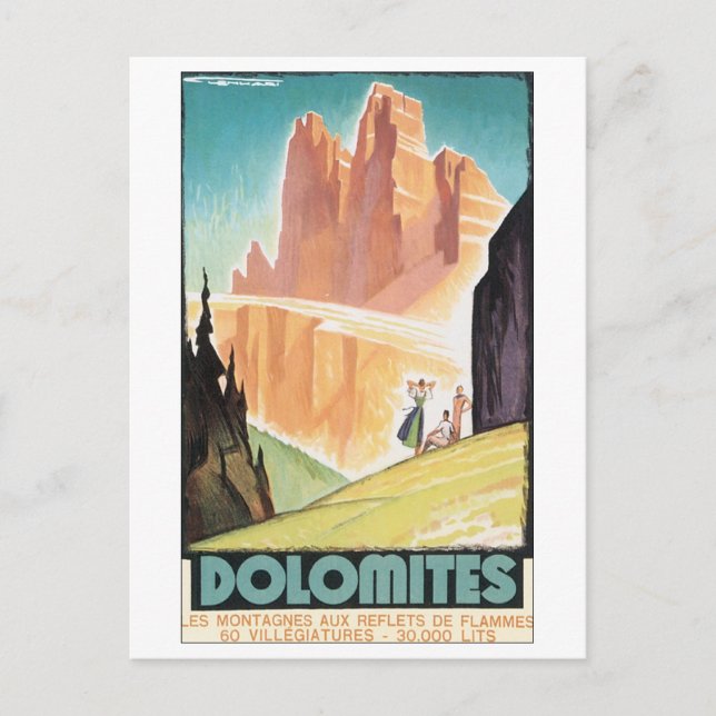 Postal Poster de Viajes Dolomitas Vintage (Anverso)