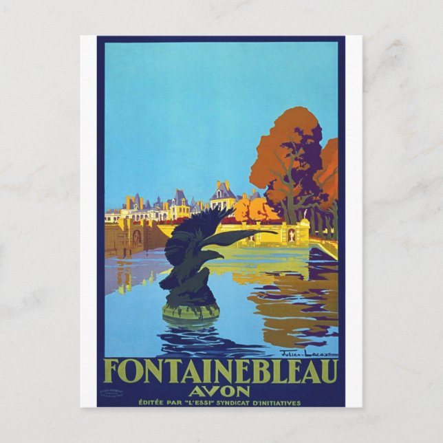 Postal Poster de viajes Fontainebleau Vintage (Anverso)