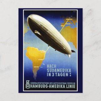 Postal Poster de Viajes Graf Zeppelin Line Vintage