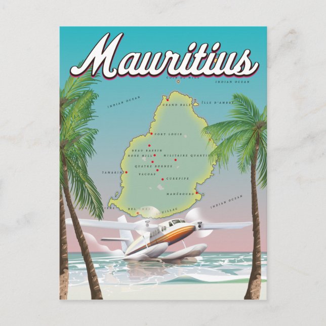Postal Poster de viajes mauriciano (Anverso)