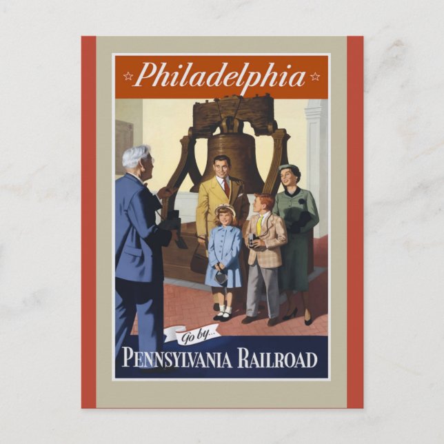 Postal Poster de viajes Philadelphia Vintage (Anverso)