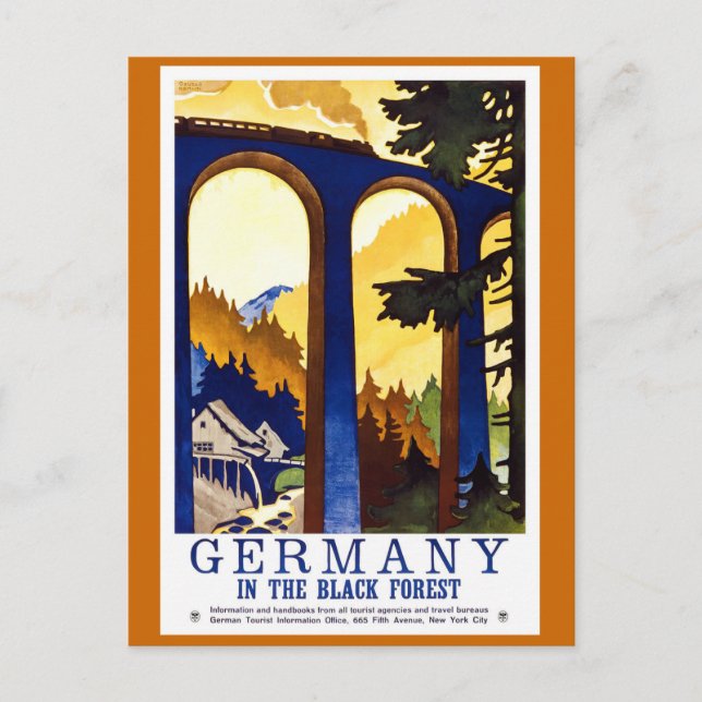 Postal Poster de viajes por la selva negra de Alemania (Anverso)