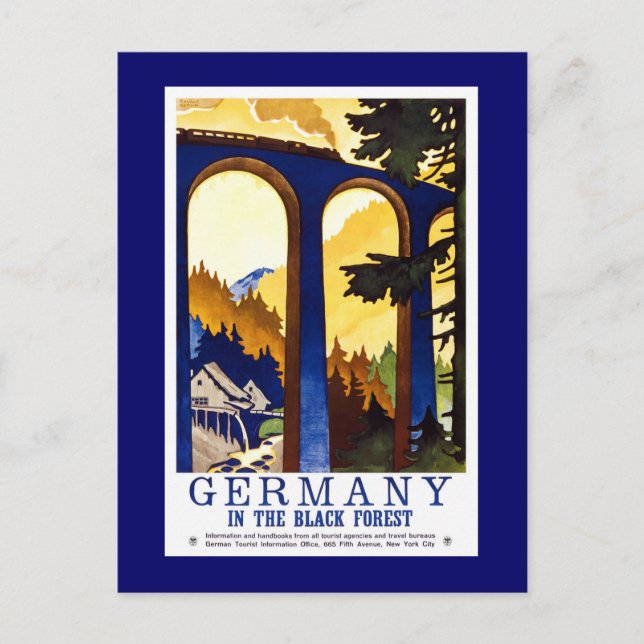 Postal Poster de viajes por la selva negra de Alemania (Anverso)
