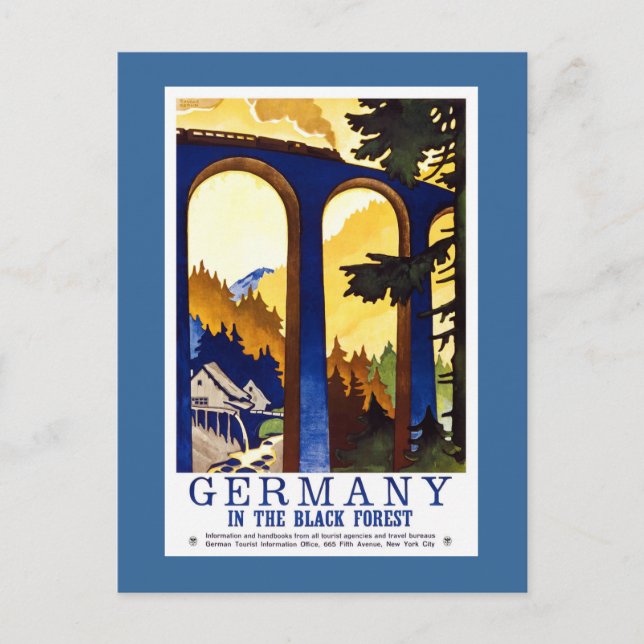 Postal Poster de viajes por la selva negra de Alemania (Anverso)