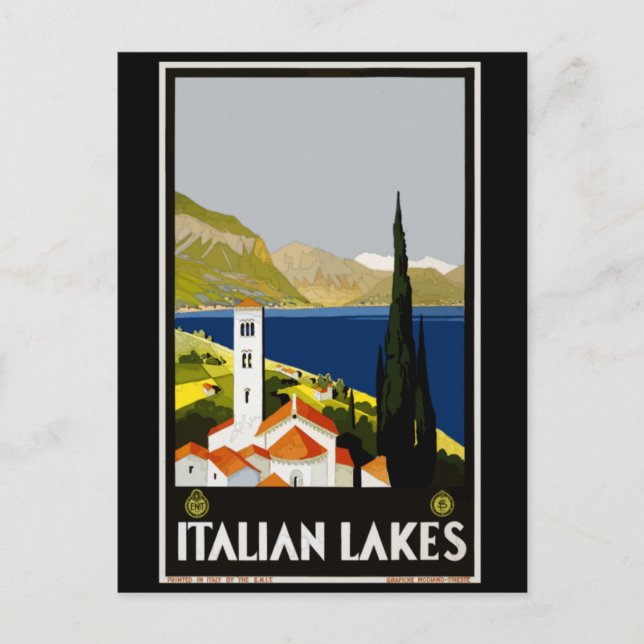 Postal Poster de Viajes por los Lagos de Italia (Anverso)