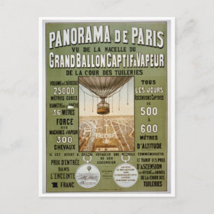 Postal Poster de Viajes por Viaje Panorama de París