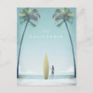 Postal Poster de Viajes por Vintage de California - Postc