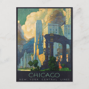 Postal Poster de Viajes por Vintage de Chicago America